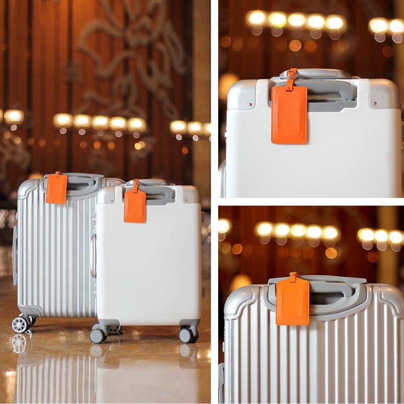 Vigorport Leather Personalized Suitcase Tag Set Luggage Id Tags Labels Travel Accessories - Set of 4 - Image 2